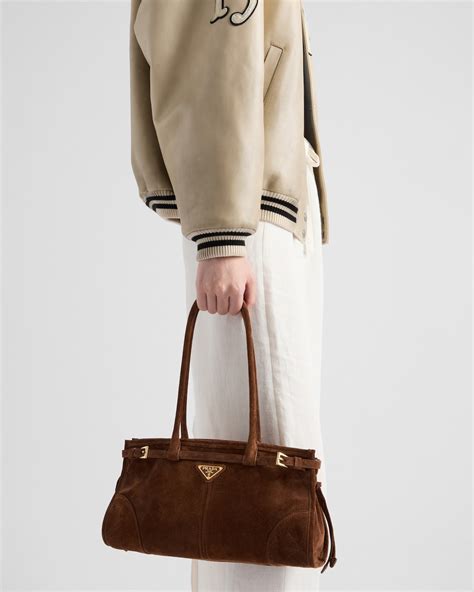 prada 55tv brown|Cocoa Brown Suede Hand Bag .